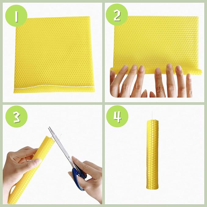 Phinicco Beeswax Candle Making Kit 12 Beeswax Sheets for Candle Making Rolling Kits, Candle Making Kit (Classic Color, 8 x 8 inch)