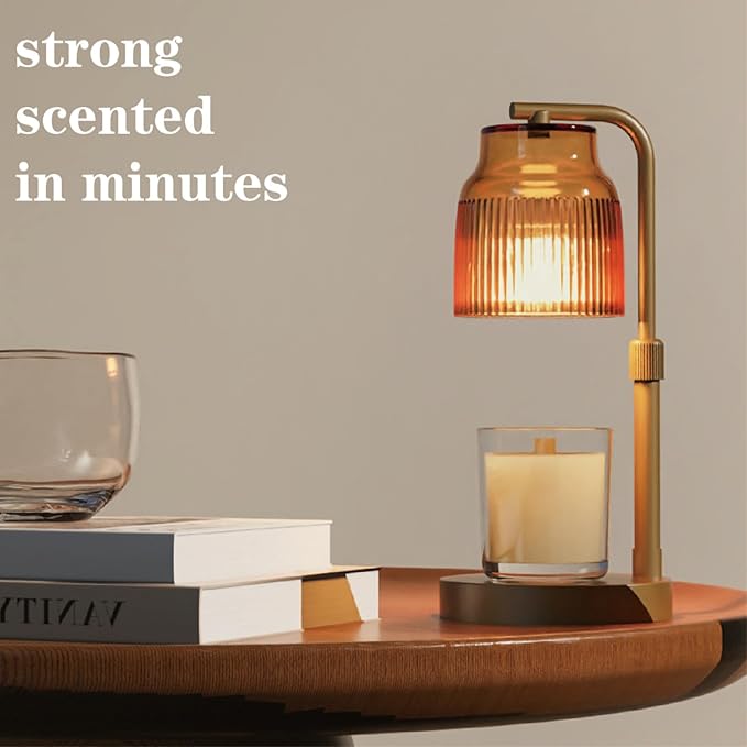 Candle Warmer Lamp with Timer Dimmer,Adjustable Height with 2 Bulbs,Birthday Gifts for Women,for Jar Candles Home Decor,Gold