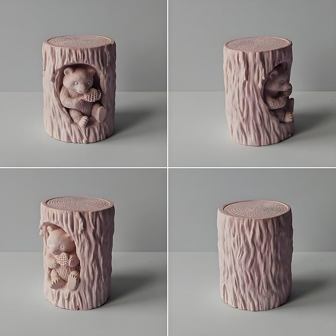 Bear Honey Silicone Molds for Candles Soap Resin Plaster, 3D Animal Fondant Chocolate Cake Decorating Mold, Cute Bear Pillar Candle Molds for Candle Making, DIY Art Craft Home Decor