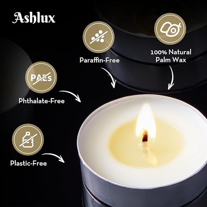Unscented Palm Tea Lights Candles 50 Pack Bulk, 4.5 Hours Long Burning White Tea Lights,Non-Paraffin, Smokeless, Mini Tealight Candles for Wedding, Christmas Lights, Party, Power Outages