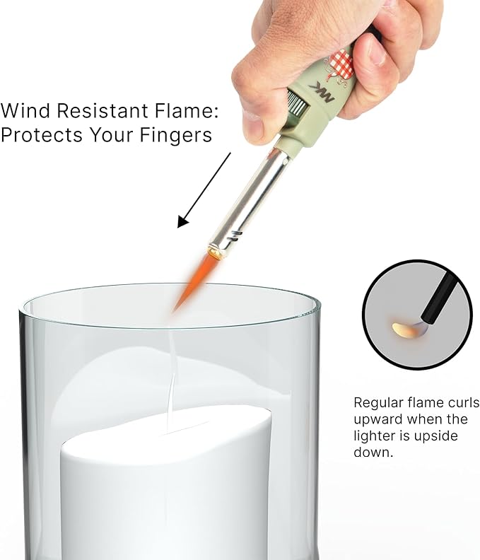 MK Lighter Collector’s Edition Refillable Candle – Multipurpose Jet Flame Butane with Long Wand for Indoor & Outdoor Use Gift Couples Friends Family (Harvest-5PC)