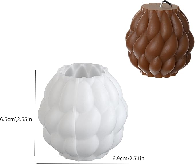 3 Pack Spiral Ball Cylinder Soap & Candle Mold - Silicone 3D Molds for Candy & Home Decor - Resin Casting & Making Molds