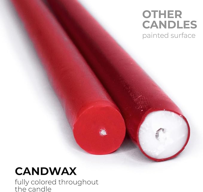 CANDWAX Bordeaux 8 inch Taper Candles Set of 4 - Unscented Smokeless Dripless Tall Candlesticks - Ideal for Party, Wedding or as a Romantic Dinner Table Centerpiece - Tapered Candle Sticks