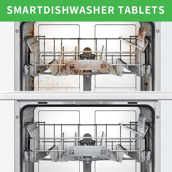 Dishwasher Cleaner and Deodorizer Tablets-12 Pack, Heavy Duty Deep Cleaning Descaler Pods for Dish Washer Machine, Removes Limescale, Odor, Grease, and Hard Water Stains, Septic Safe