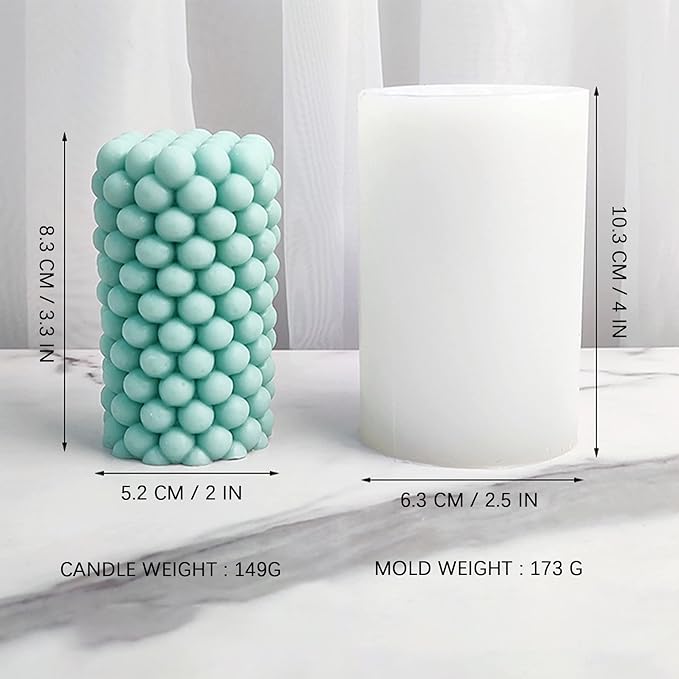 Cylinder Silicone Candle Molds Pillar Cube Bubble Geometric Ball Resin Casting Moulds for Resin Wax Making Polymer Clay DIY Craft