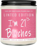 21th Birthday Gifts for Women, Perfect Birthday Present, Funny Presents for Mom, Friends, Wife, Sister, 7oz Vanilla Cream-Scented Candle