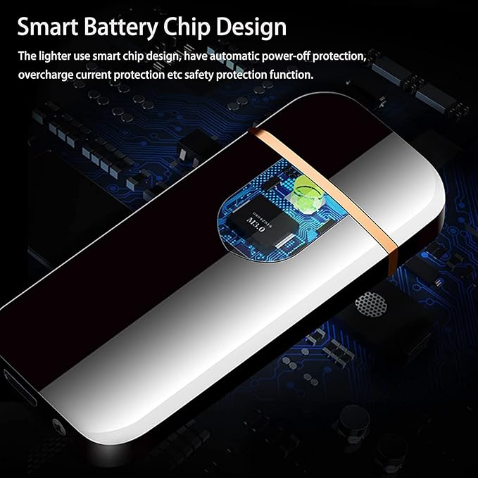 Electronic Lighter Smart USB Rechargeable, Mini Portable Design with Touch Dual-Sided Ignition - Windproof and flameless, Featuring Plasma Technology, Battery Indicator, and Lightweight Build (Gold)
