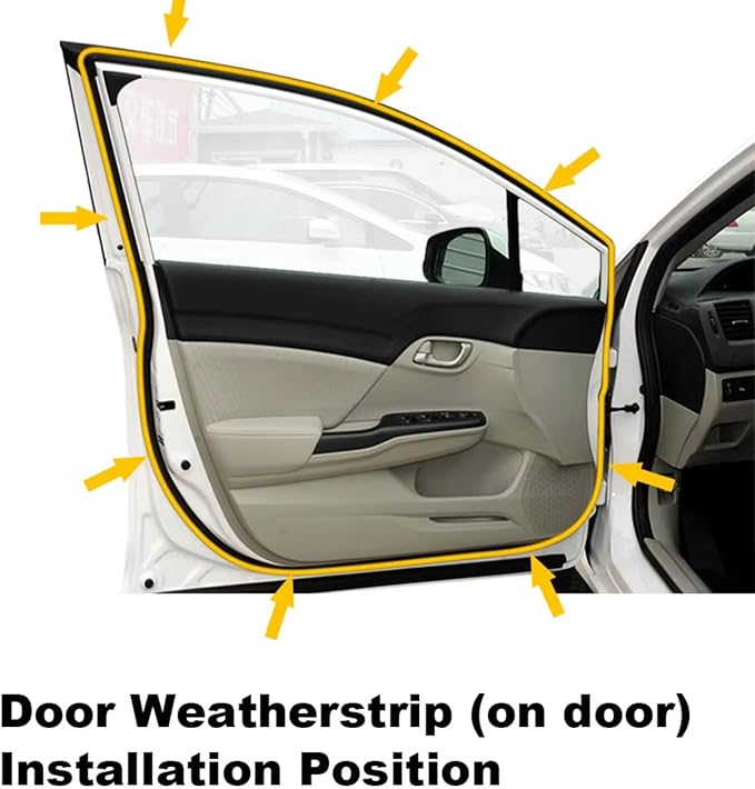 Weather Stripping Seal Strip for Honda Fit Sedan 2003-2008 OE: 72350/72310/72850/72810-SEL-T01 - Sound Deadening Rubber Door Seal Kit Reduce Wind & Road Noise Car Insulation, Rear Right