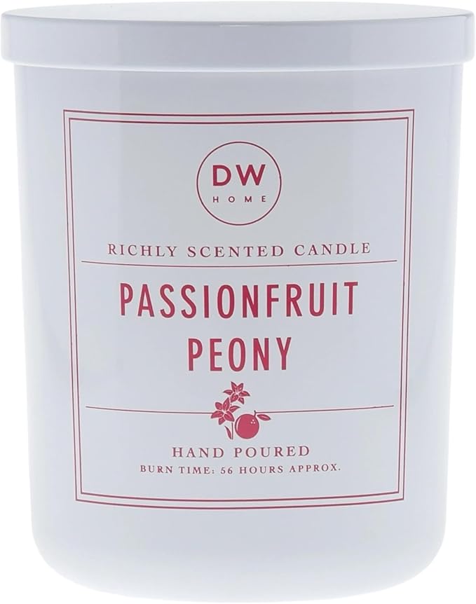 DW Home Passionfruit Peony Scented Candle – Tropical Passionfruit, Citrus & Peony Floral Fragrance, 15 oz Double Wick Jar Candle, Long Burning Home Fragrance