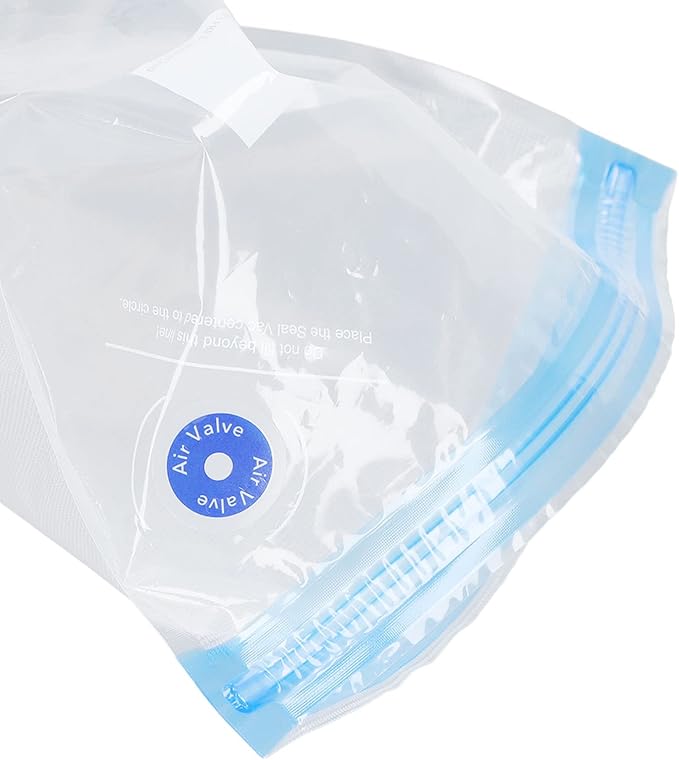 6-Pack Vacuum Storage Bags, 8.7x8.3in Reusable Space Saver Bags Transparent PE + PA Vacuum Sealer with Good Seal for Wardrobe Organization & Refrigerator Food Storage (A:22 * 21cm)
