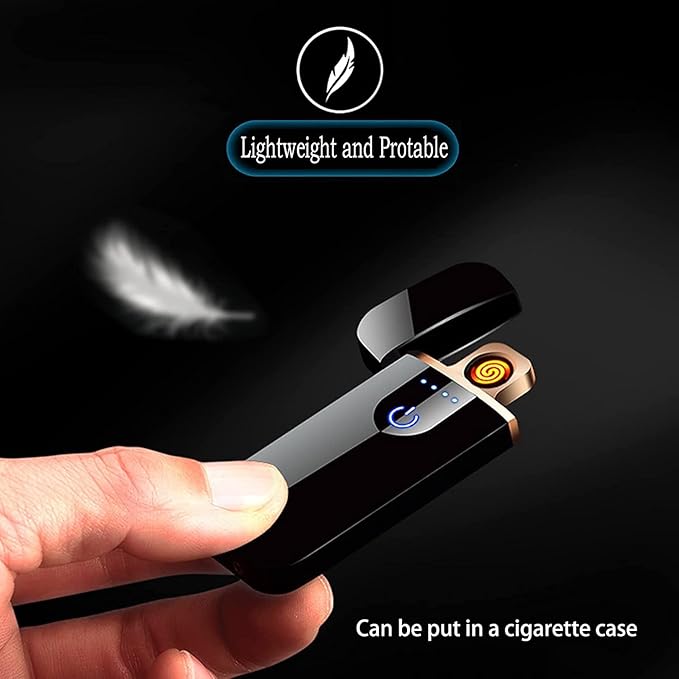 Electronic Lighter USB Rechargeable, Mini Portable Design with Touch Dual-Sided Ignition - Windproof and flameless, Featuring Plasma Technology, Battery Indicator, and Lightweight Build (Rainbow)
