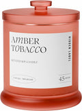 Hidden Label Amber Tobacco Scented Candle, 2 Wick Large Candles for Home Scented, 13oz Natural Soy Wax, 75Hours Long Lasting Slow Burning, Aromatherapy Candle with Reusable Glass Jar