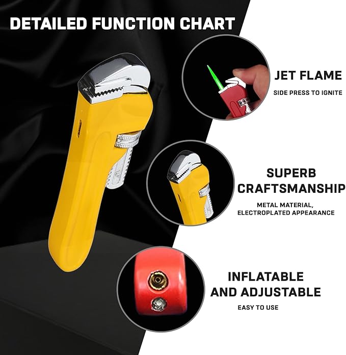 Creative Novelty Tool Shape Torch Lighter，Windproof Design Adjustable Refill Butane Lighter for Camping Grill Candles Birthday(Without Butane Gas) (10#)