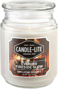 CANDLE-LITE Scented Evening Fireside Glow Fragrance, One 18 oz. Single-Wick Aromatherapy Candle with 110 Hours of Burn Time, Off-White Color, Jar