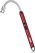 Ounil Electric Lighter Candle lighters USB Rechargeable Type-C Windproof Flameless arc Lighter LED Battery Display, Suitable for Light Candle Firework BBQ Camping (Red