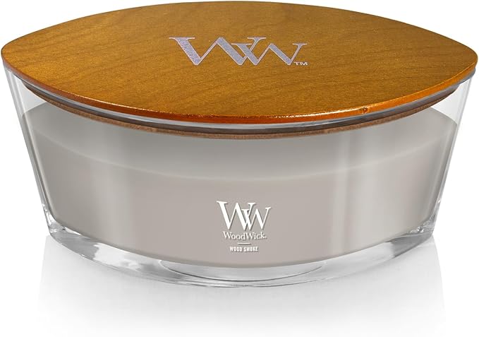 WoodWick Wood Smoke Holiday Candle Gifts for Women and Men, 16 oz Ellipse Candle with Crackling Wick