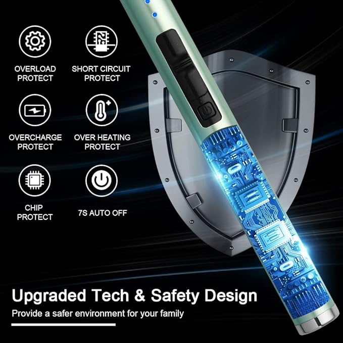 MeeToo Candle Electric Lighter Rechargeable USB Type-C Lighters for Candle Christmas Kitchen Camping Party, Gifts for Wife Women Men Nana Green