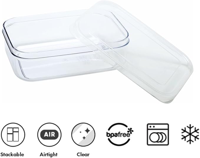 Lustroware Airtight Food Storage Container Set of 3, Micro Clear BPA Free Shatterproof Canister with Lid, Dishwasher Microwave Safe, Fridge Pantry Refrigerator Organizer, Made in Japan (2.3 qt, 74 oz)
