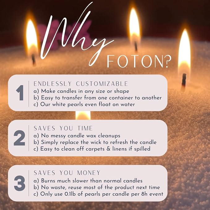 Foton Pearled Candle 9lb - Bulk Mulled Magic Fall Scent Non Toxic Luxury Long Lasting Powder Wax Sand Candles - Refillable Pearl Foton Candle Sand with 100 Wicks for Candles Making