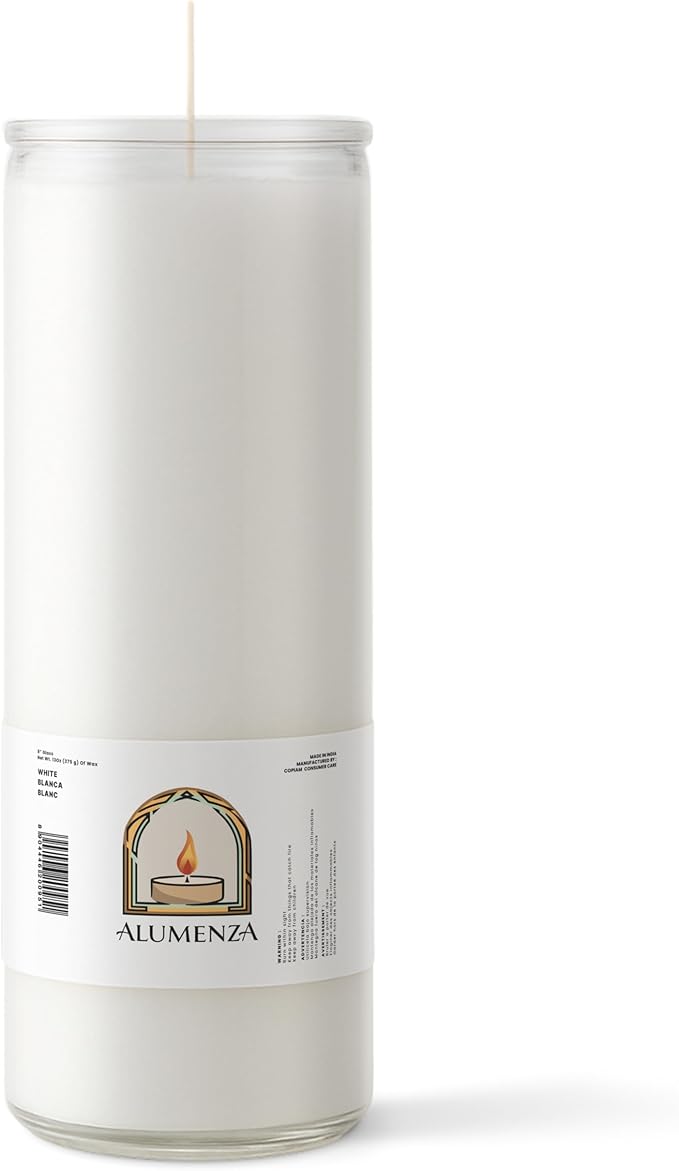 Bulk 3 Pack White 7 Day Candles in Glass Jar – Paraffin Wax, Clean Burning Unscented | Large & Tall Devotional Prayer Pillar Candles for Home, Memorial, Spells, Long Lasting