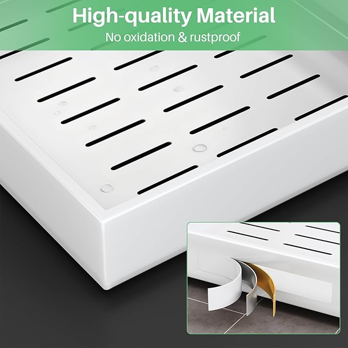 Pull Out Cabinet Organizer with Nano Adhesive, Heavy Duty Full-Extension Slide-Out Drawer for Kitchen Cabinet Organizers and Storage, No Drill Roll out Pantry Shelf, 11.8"W x 16.9"D x 3.1"H , White