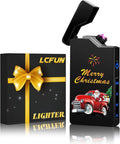 LcFun Christmas Stocking Stuffers for Men Adults, Christmas Birthday Gifts for Men, White Elephant Gifts Electric Lighter, Windproof Plasma Rechargeable Lighter for Candles, Camping (Christmas Black)