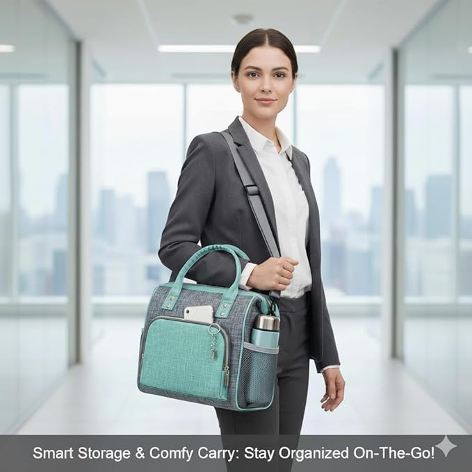 IDEATECH Large Insulated Lunch Bag for Women -12L Adult Lunch Box Wide Opening with Shoulder Strap - Leakproof Cooler Tote Bag for Office Work, Picnic & Travel, Cute Gifts for Women, Mom (Teal)