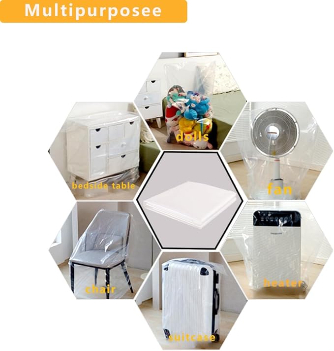 Giant Clear Plastic Bags 55 x 63 Inch Large Storage Bags for Garage, Furniture, Luggage, Home Appliances, Kids Toys, Equipments, Industry or Agriculture Use and More (10 pack)