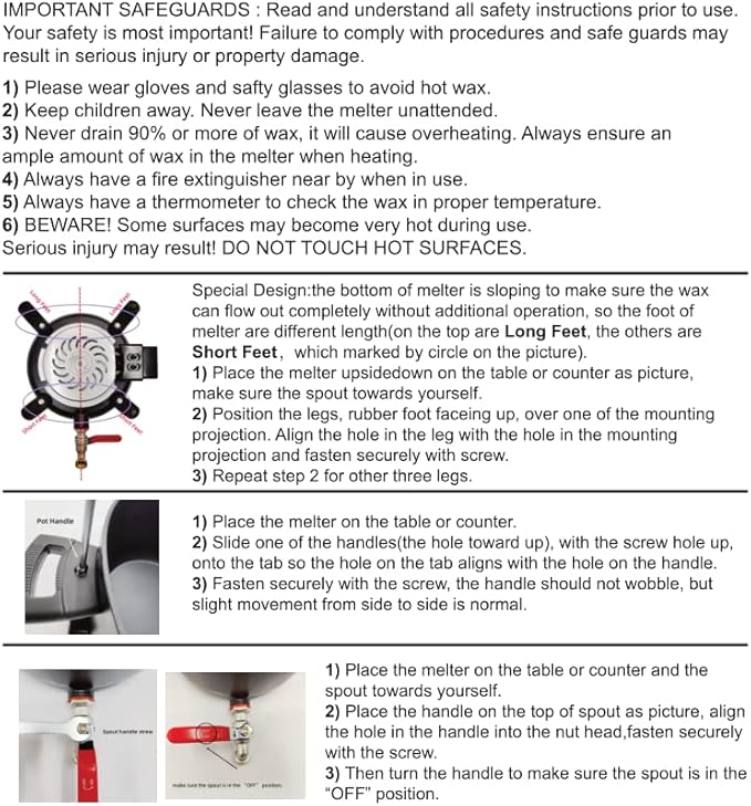 wonnv Electric Wax Melter for Candle Making, 7 Qts (14 Lbs), Soy Wax Melting Pot Kit with Quick Pour Valve