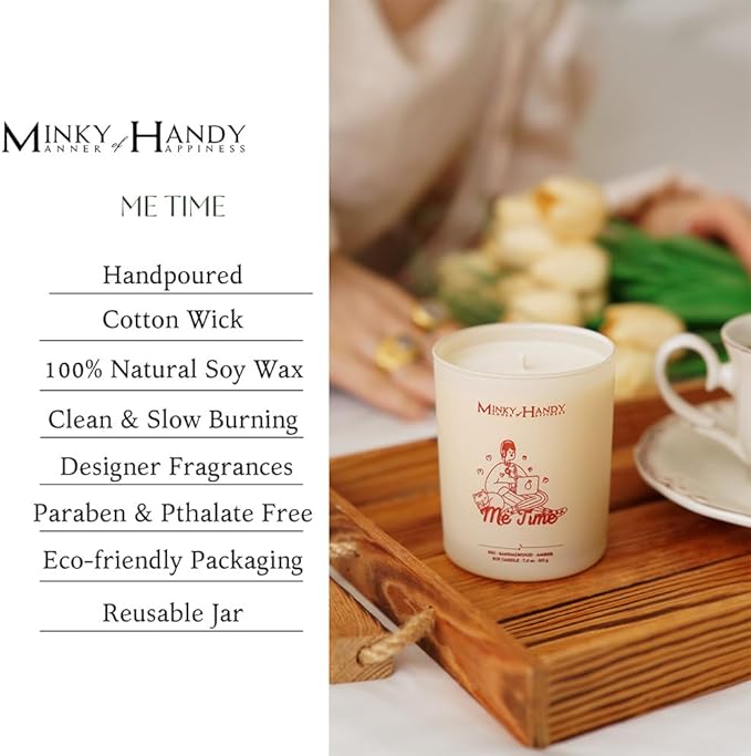 Natural Soy Candles for Home Scented - Fig Sandalwood Amber - Hand Poured Highly Scented Jar Candle - Self Care - Me Time Gifts