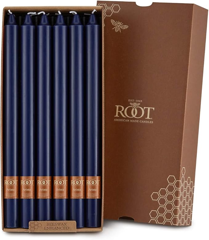 Root Candles Unscented Dinner Candles Premium Beeswax Blend Boxed Candle Set, 12-Inch, Abyss, 12-Count