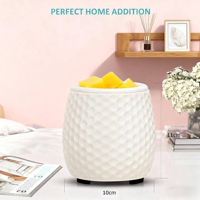 Dialan's Wax Melt Warmer Ceramic Wax Melt Burner for Scented Cubes Electric Oil Burner Melter with Silicone Dish Fragrance Warmer for Home Office Bedroom Gift & Decor (Honeycomb)
