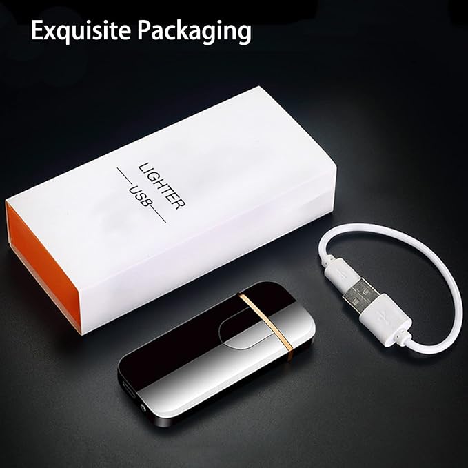Electronic Lighter Smart USB Rechargeable, Mini Portable Design with Touch Dual-Sided Ignition - Windproof and flameless, Featuring Plasma Technology, Battery Indicator, and Lightweight Build (Blue)
