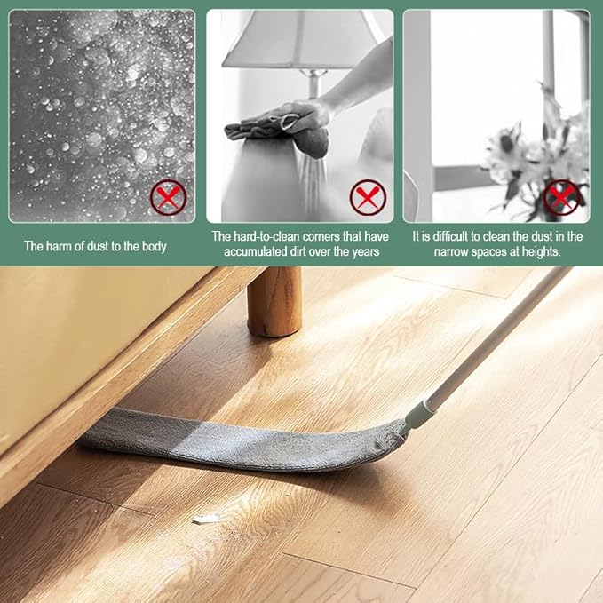Saker Retractable Gap Dust Cleaning Artifact, Telescoping Bendable Microfiber Duster for High Ceilings, Under Furniture & Hard-to-Reach Areas, Washable Extendable Dusting Tool (1 Set)