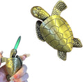 Torch Lighter for Men - Refillable Butane Lighter with Adjustable Jet Flame, Vintage Golden Turtle Design, Unique Desk Decor & Birthday Gift (No Butane Gas) (04)