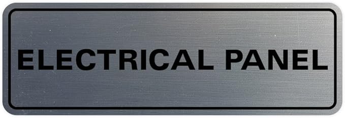 All Quality Standard Electrical Panel Wall or Door Sign - Durable Material | Clear and Functional Sign | Easy Installation‌ - Silver - Medium (5 Pack)