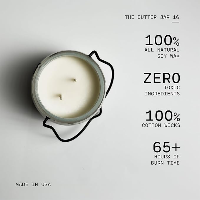 Milkhouse Candle Company Barn Dance Soy Candles - Bergamot | Patchouli Leaves | Sandalwood Scented - 16 oz Butter Jar with Lid, 65+ Hour Burn Time, Made in The USA