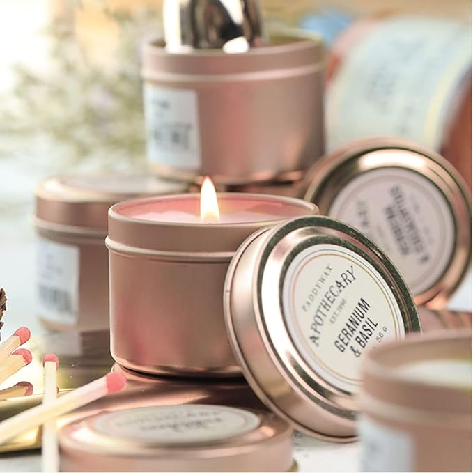 Rose Gold Candle Tins 8oz, 12Pcs Candle Tins for DIY Big Candle Container Tins for Candle Making Rose Gold Cantainer Tins