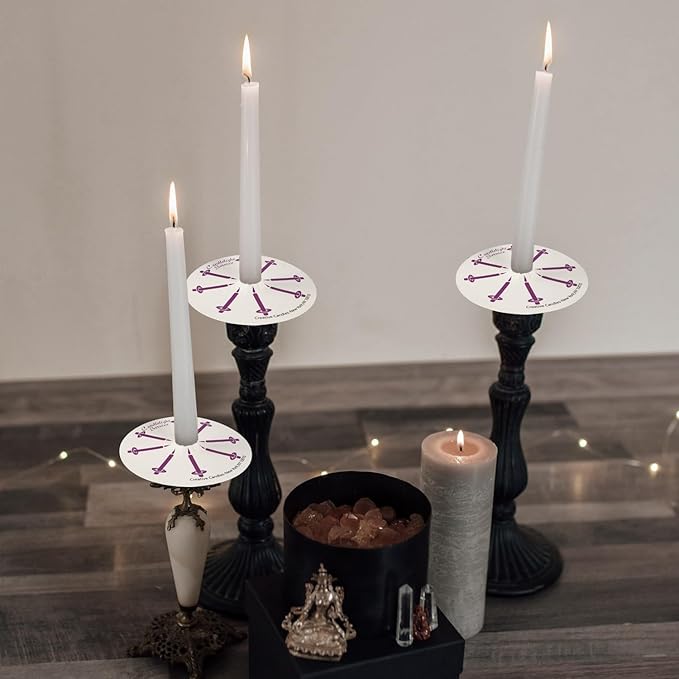 200 White Church Candles with Drip Protectors - 5-Inch Unscented Devotional Candles for Candlelight Vigil & Prayer Services, No Smoke Clean Burning Taper Candles in Bulk