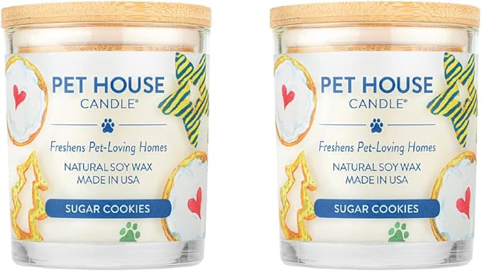 Pet House Pet Friendly Candle Plant Based Scented Candle Clean Burning, Long Lasting for Home, Sugar Cookies 2 Pack