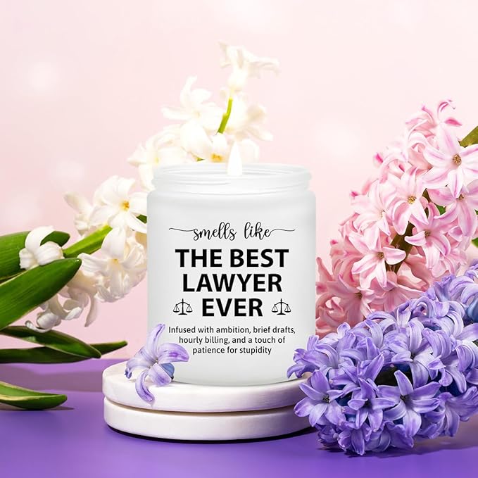 Lawyer Gifts for Women Men - Lawyer Gifts for Female Attorney, Paralegal, Future Lawyers - Law School Graduation Gift for Law Students -Bar Exam Gift - Lavender Scented Candle