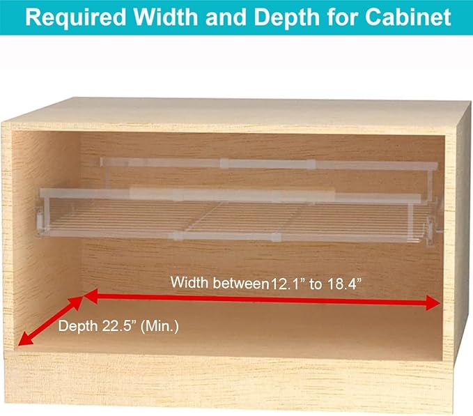 iPEGTOP 2 Pack Pull Out Cabinet Drawer Shelf Organizer, Extendable Sliding Slide Out Pantry Shelves Storage Heavy Duty for Kitchen Cabinets Under Sink, Adjustable Width 12.1~18.4" W x 22.4" D