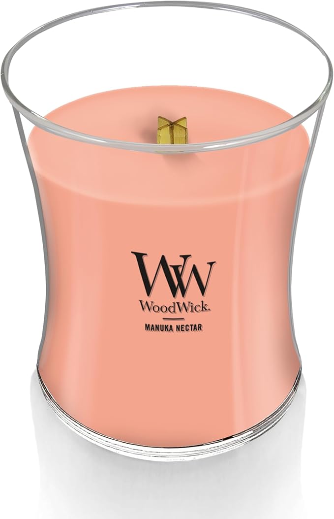 WoodWick Manuka Nectar Scented Medium Hourglass Candle, Crackles as it Burns, Great for Gifting, 9.7oz