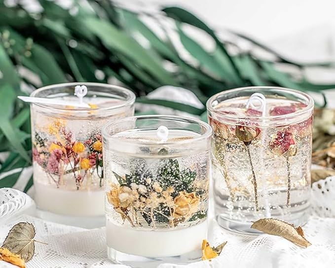SimpleVibesXinPuwei DIY Scented Botanical Jelly Candle Kit with Step-by-Step Instructions - Create Your Own Unique Fragrant Candle (Style 3)