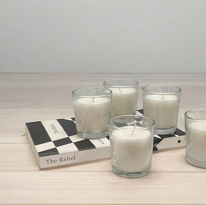 Stonebriar 12 Hour Long Burning Unscented Wax Filled Votive Holders, 12 Pack, White