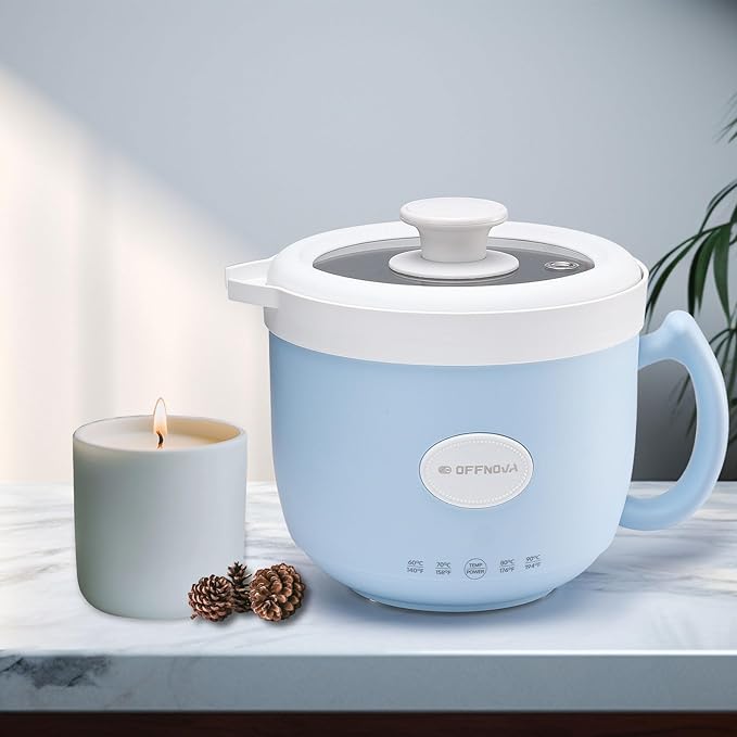 OFFNOVA Wax Melter 1.2L, 35OZ Candle Making Kit with Pouring Spout Suitable for Candle DIY Hobbyist Wax Warmer, Easy to Clean, Gift for Woman Man, Blue (Candle Melting Pot)