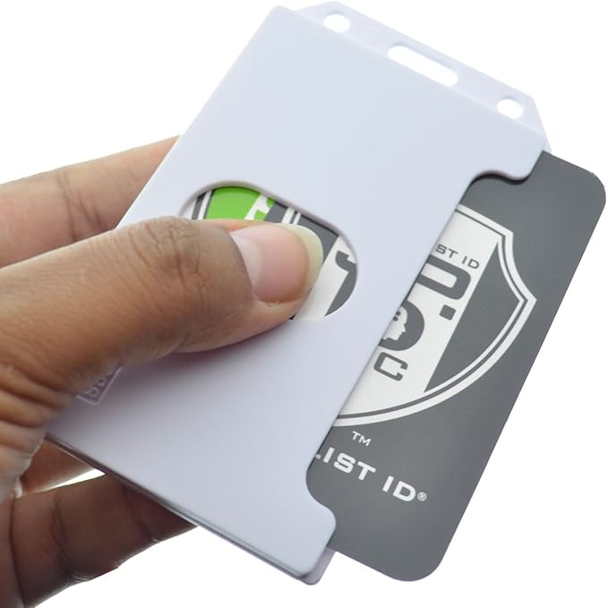 Heavy Duty 2-Sided Rigid Multi Card Holder - Hard Plastic Vertical ID Badge Holders for 2 Standard or Thick Prox Cards, Fuel Card, CAC, Work Badge by Specialist ID, Sold Individually (White)