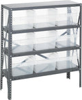 Quantum Storage Systems 1839-SB810CL Solid Heavy Duty 4 Shelves 9 STORE-MAX Clear Bins 39" H x 36" W x 18" D