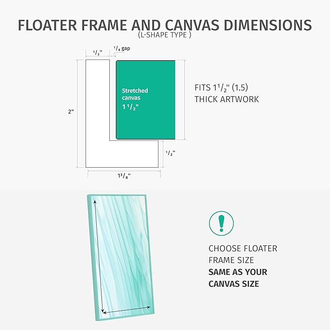 Pixy Canvas Floater Frame 24x30 for 1.5 inch Deep Canvas Paintings/Canvas Prints/Wood Canvas Panels/Wall Art/Wall Decor/Home Decor/Artwork (Lucite Green, 24 x 30 inch, Landscape)