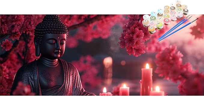 Paint by Numbers Buddha Large Paint by Numbers Kit for Adults Candle 36x94in DIY Colorful Canvas for Acrylic Painting Kit with Paints/Brushes,Mosaic Drawing Paintwork Art Crafts,Decor Gifts,XYY-292